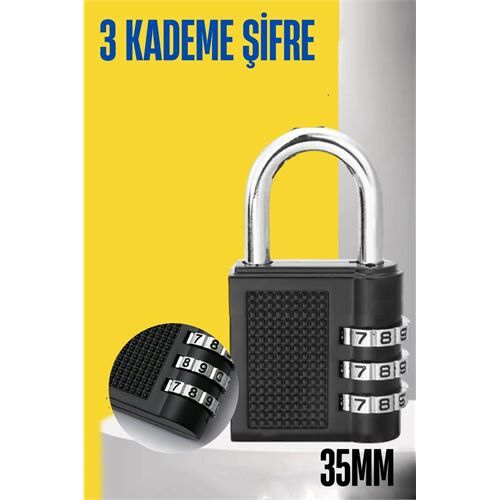 Şifreli Asma Kilit 3 Kademe 35 mm