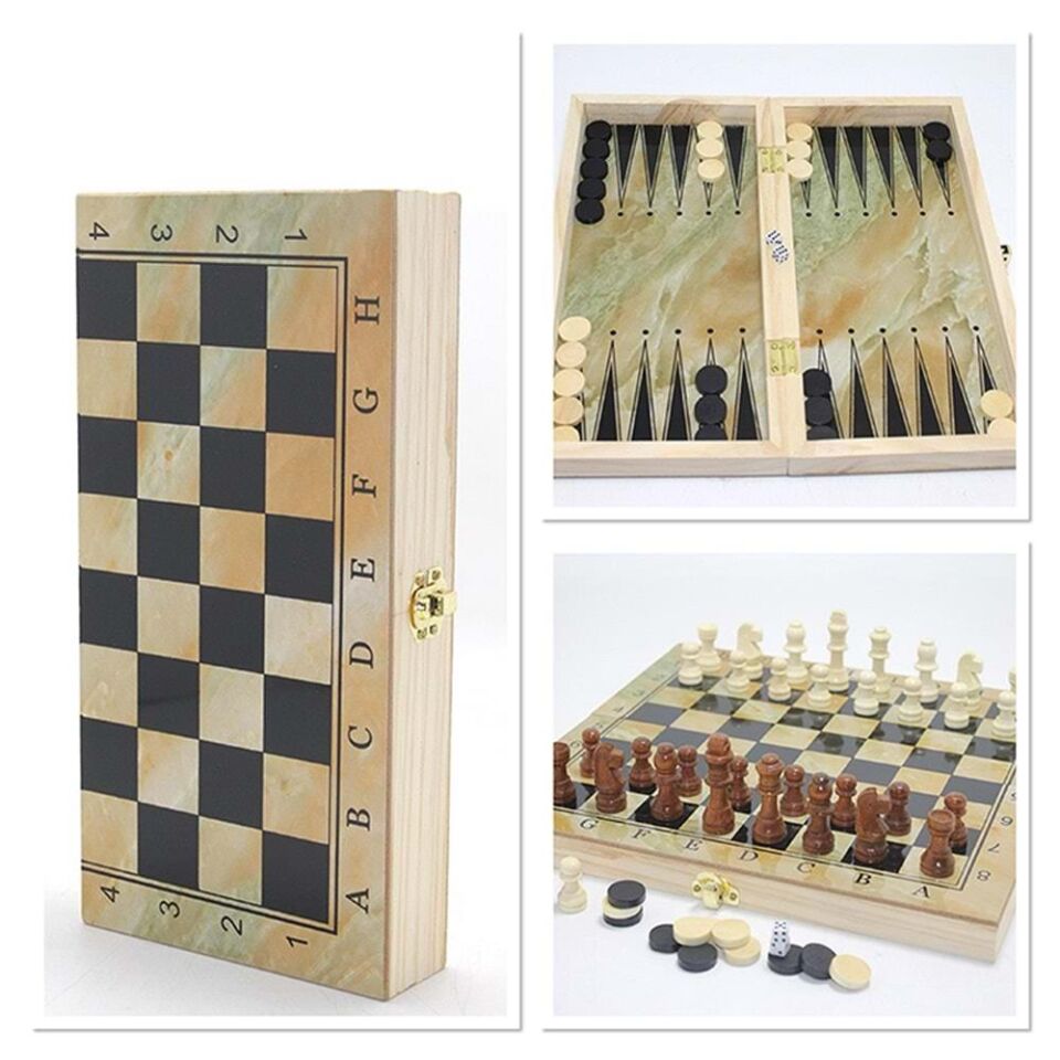 Ahşap Satranç ve Tavla Seti