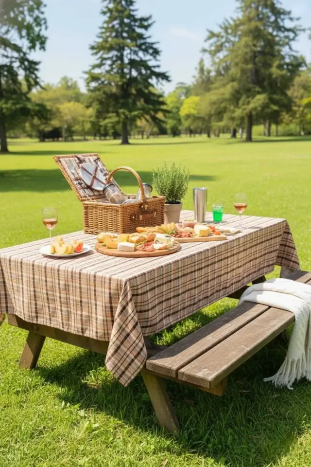 Modern Ekose Masa Örtüsü Yıkanabilir Pamuklu Günlük, Çeyizlik Sofra Örtüsü 140 X 140 Cm