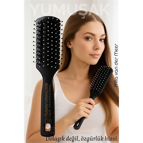 40 Ayak Nano Dolaşık Saç Açıcı Tarak, Karbon Plastik Gövde, Havalandırmalı Tasarım