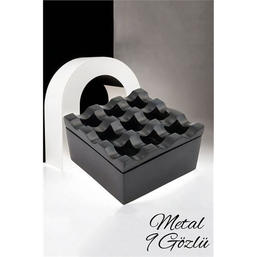 Kapaklı Paslanmaz Kare Küllük - Kapaklı Metal Kül Tablası - Kafe Küllüğü Restoran Küllüğü Masaüstü Küllük