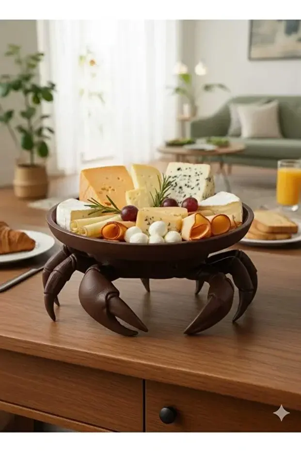 Yengeç Takı, Kahve Yanı Sunumluk Kahverengi