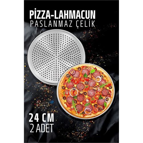 Lahmacun Pizza Pide Pişirme Tepsisi 24 CM 2 li SET
