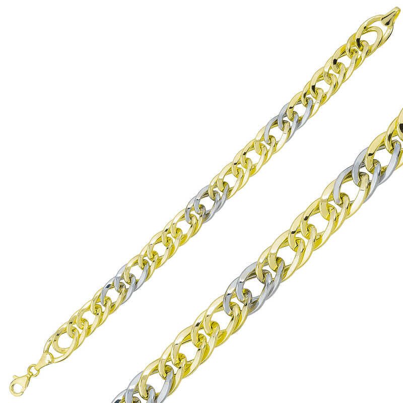 ​925 Ayar Gümüş İki Renkli Zincir Bileklik