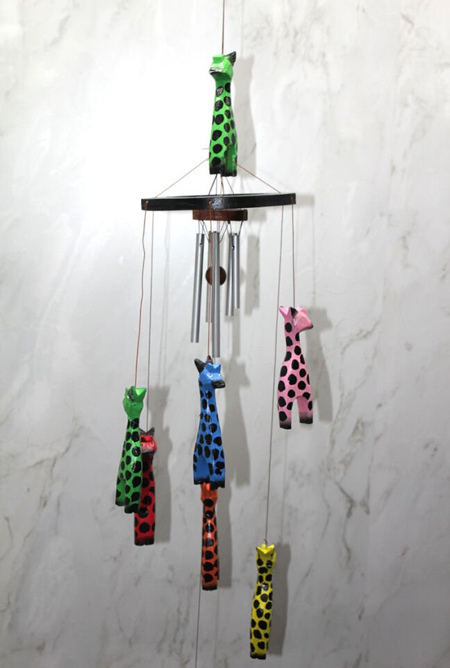 Ahşap Zürafalı Rüzgar Çan