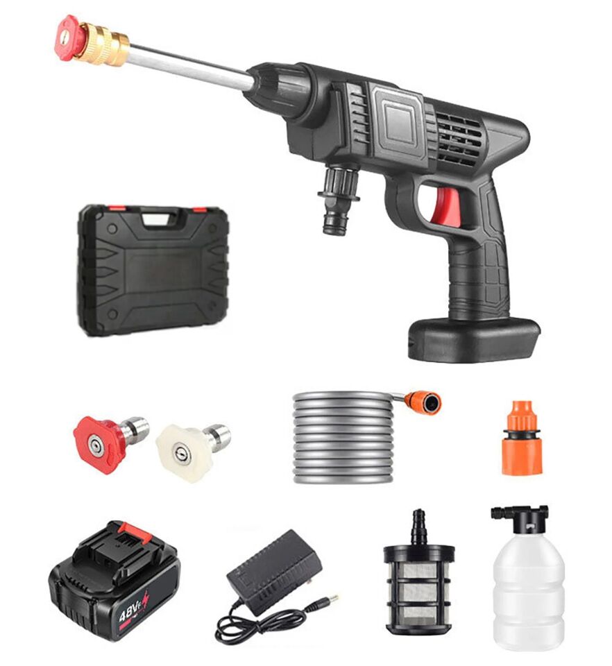 48V Şarjlı Çift Bataryalı Taşınabilir Basınçlı Oto Yıkama Bahçe Sulama Tabancası