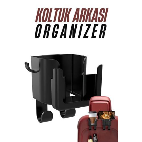 Araç Koltuk Arkası Organizer Bardak Telefon Tutucu