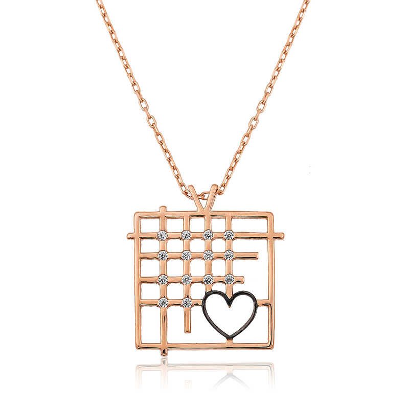 925 Ayar Gümüş Parmaklıklar Arasındaki Aşk Kadın Gümüş Kolye