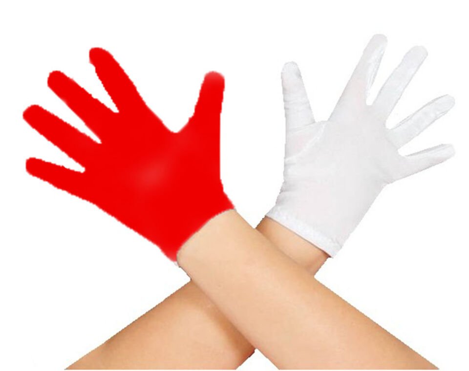 Gösteriler İçin 1 Çift Kırmızı Beyaz Pandomim Eldiveni Çocuk Boy