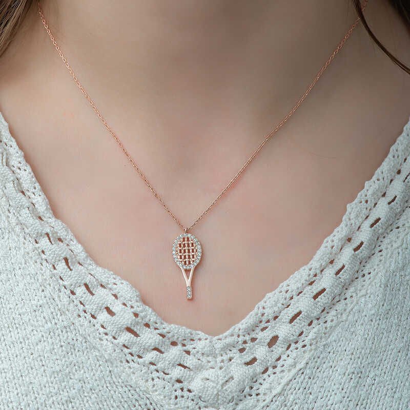 925 Ayar Gümüş Tenis Raketi Kadın Gümüş Kolye