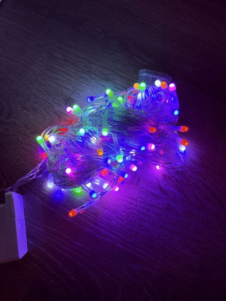 10m 100 Led Damla Uçlu RGB Işık Şeffaf Kablo