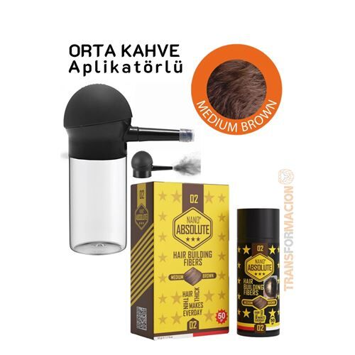 Aplikatörlü Saç Dolgunlaştırıcı Fiber Topik Toz ORTA TON KAHVERENGİ